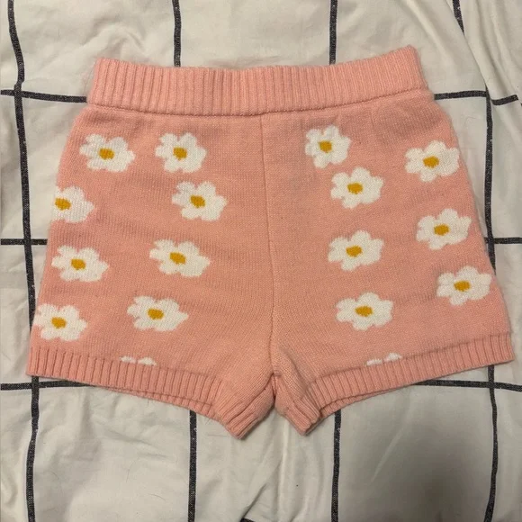 Altar’d State Pink Daisy Knit Shorts - Picture 1 of 8